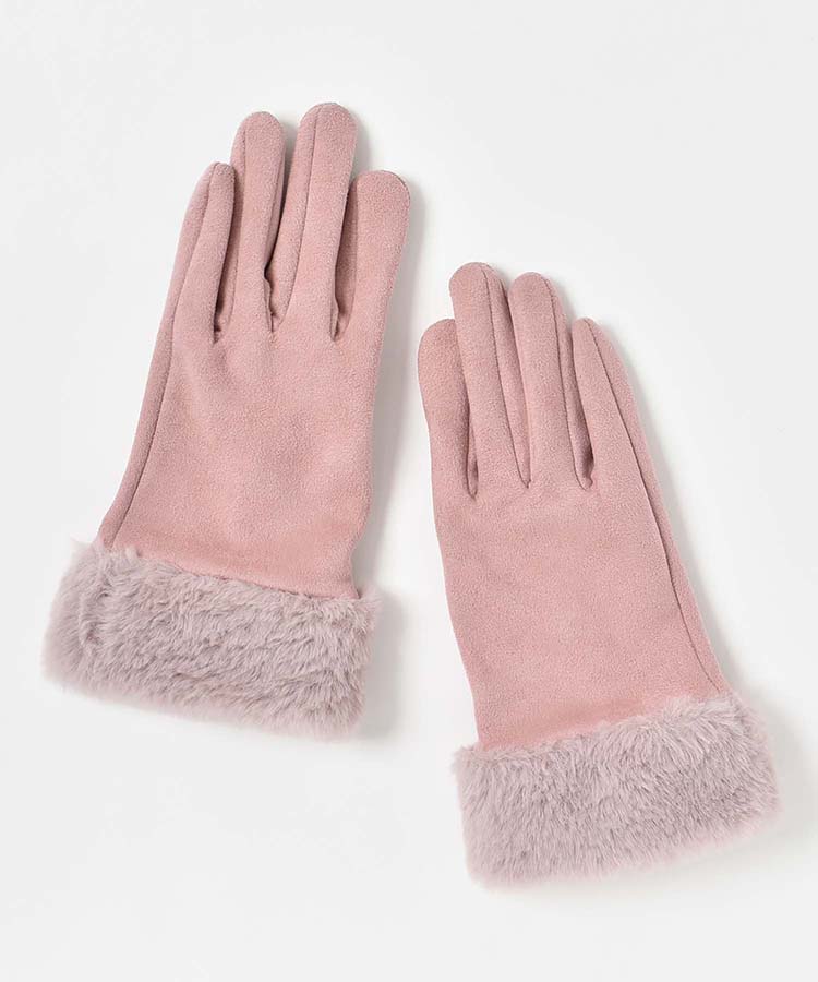 フェイクスエード指フードファーグローブ