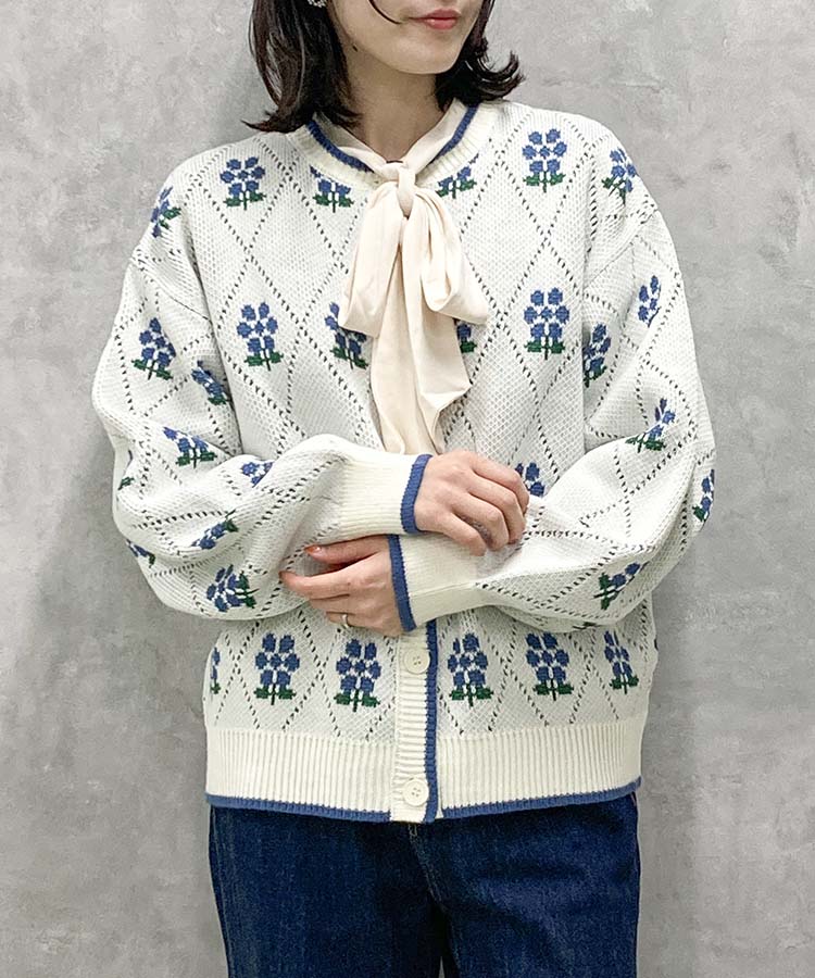 ≪SALE≫le petale フラワーダイヤニットカーディガン