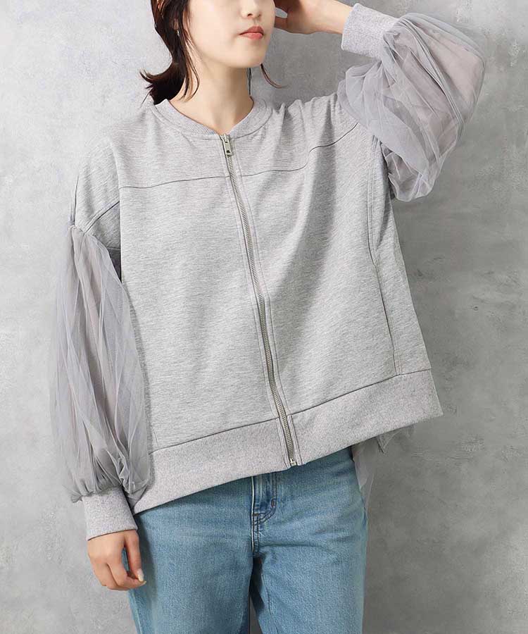 ≪SALE≫【WEB限定】ポンチ×チュールプリーツブルゾン
