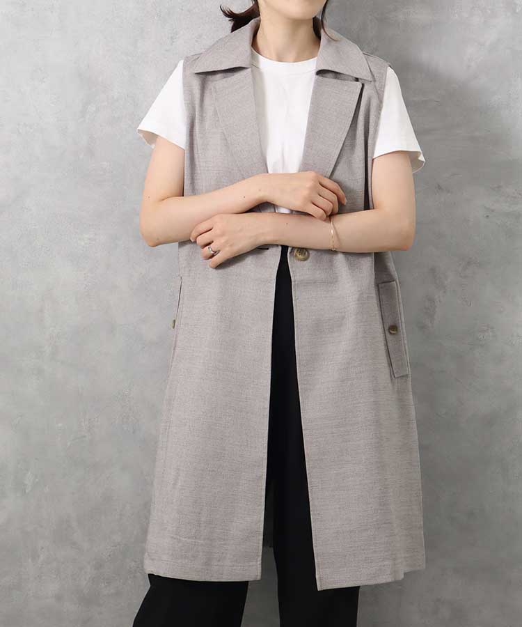 ≪SALE≫【WEB限定】リネンライクスリーブレスジャケット