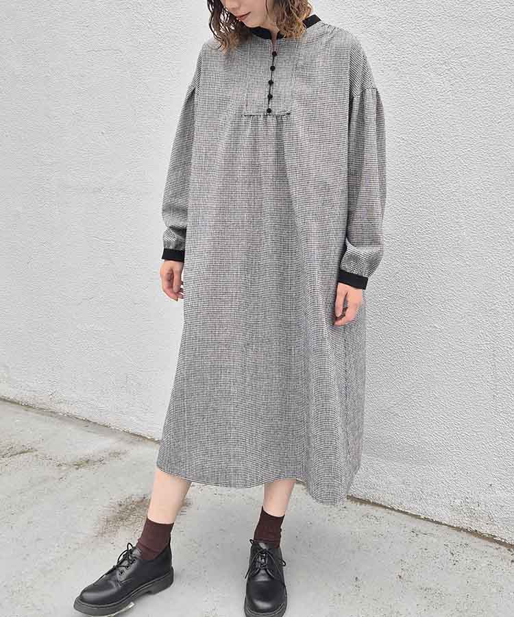 カフタンチェックワンピース