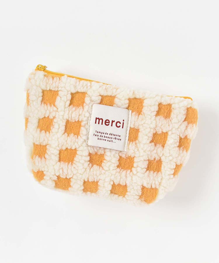 ボアチェック舟型ポーチ