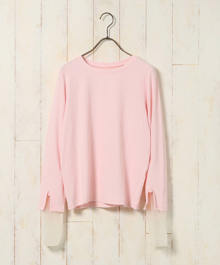 ≪SALE≫【WEB限定】袖スリットチュールカットトップス