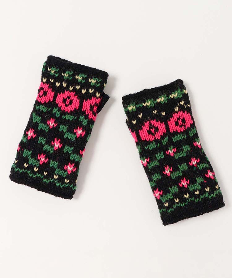 フラワーニットフィンガーレスグローブ