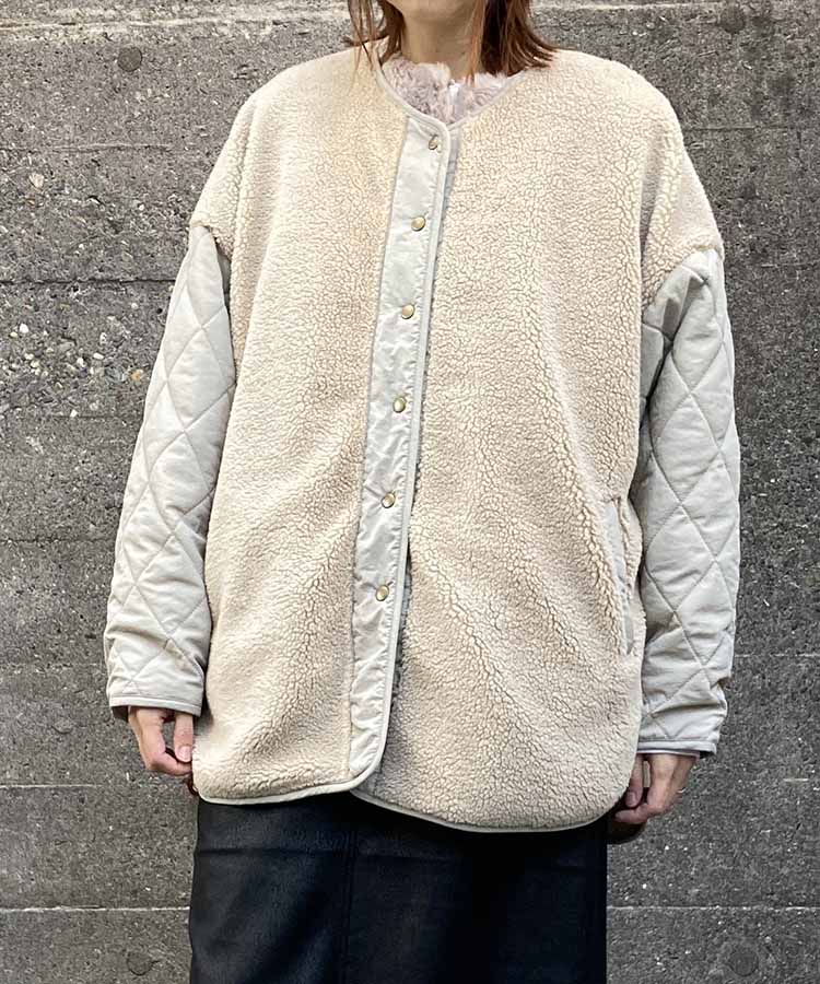 ボア切り替えキルティングコート