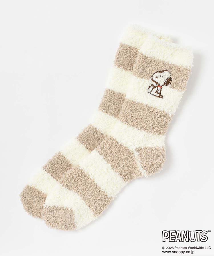 スヌーピーふわもこサガラ刺繍ソックス