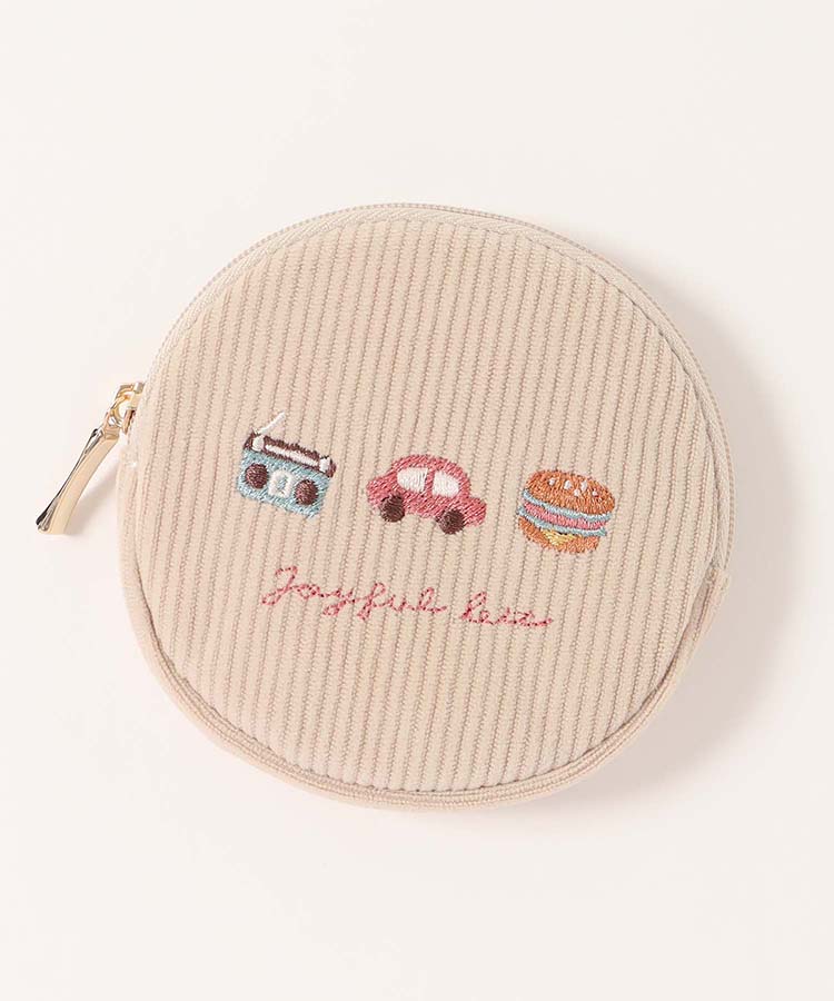 ジョイフルビットコーデュロイサークルミニポーチ