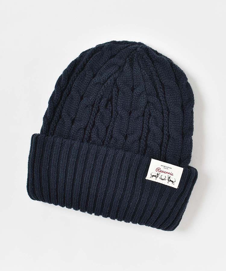 リバーシブル2WAYリブ＆ケーブルニット帽