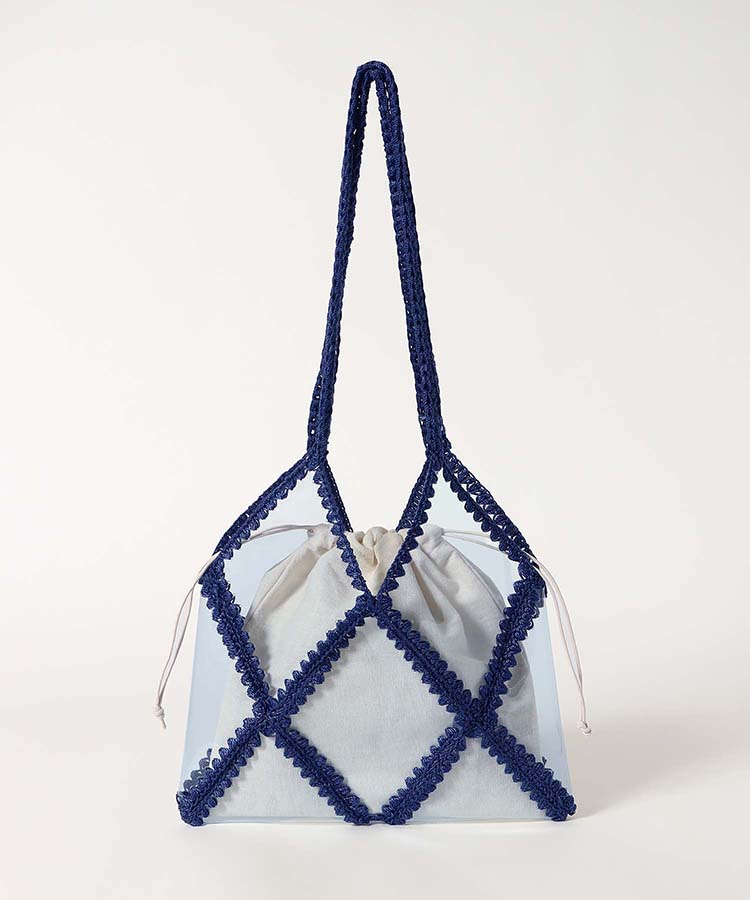 クロシェ編みクリアビニールトートバッグ