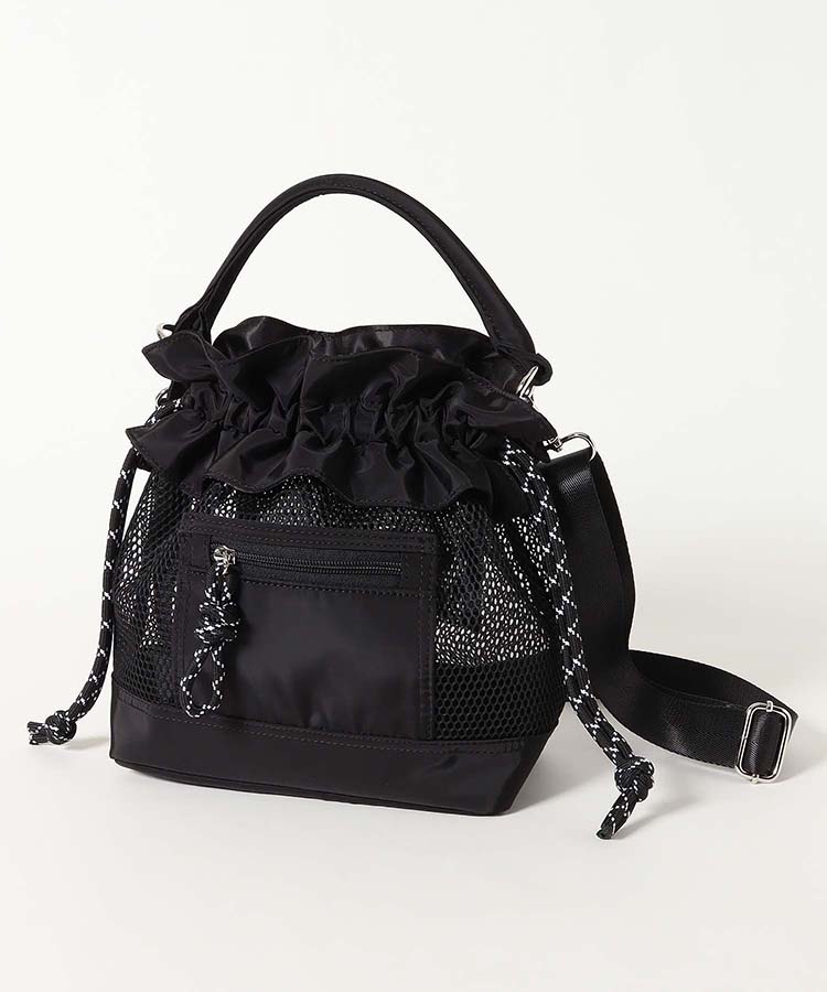 メッシュ2WAYナイロン巾着トート