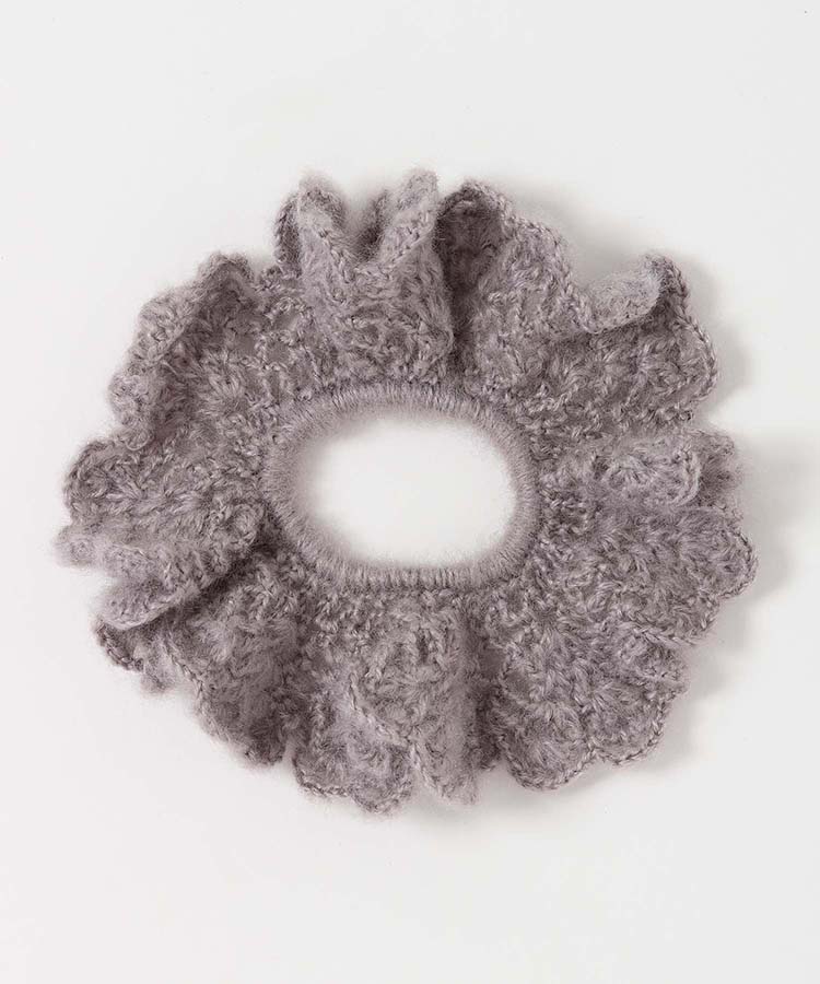 モヘアクロシェ編みシュシュ