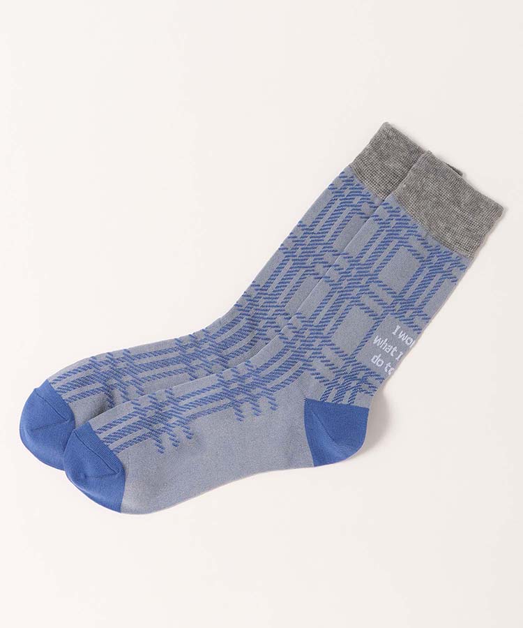 ラテミルククルーメッセージチェックソックス