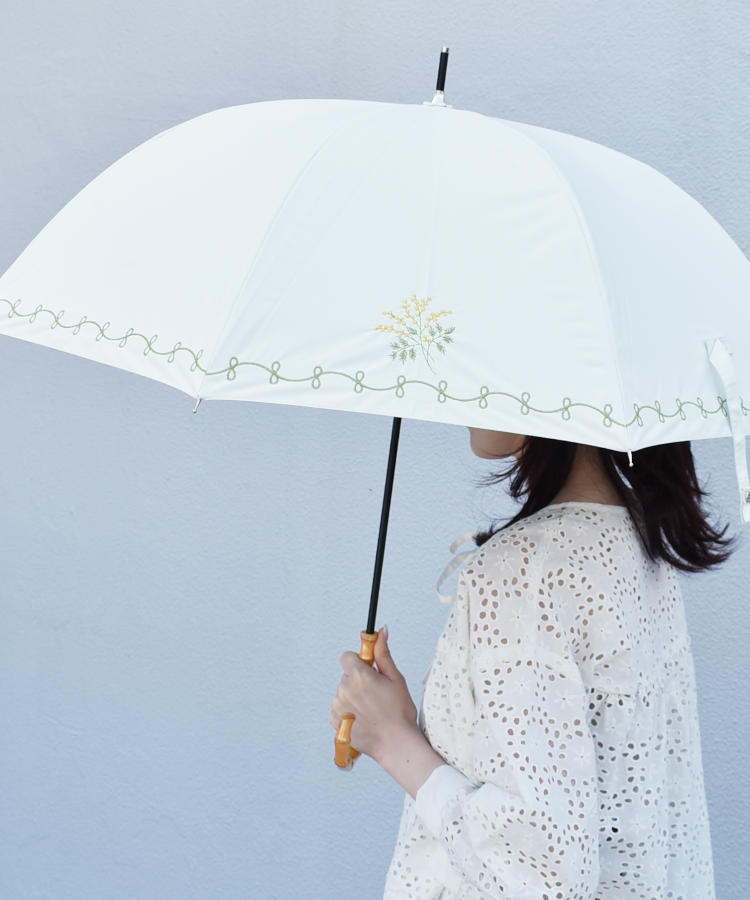 ミモザ刺繍晴雨兼用長傘