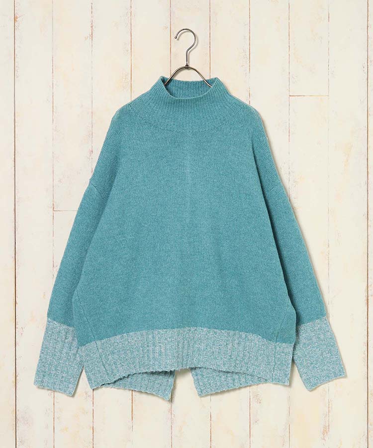 ≪SALE≫MIX配色ストレッチニットプルオーバー