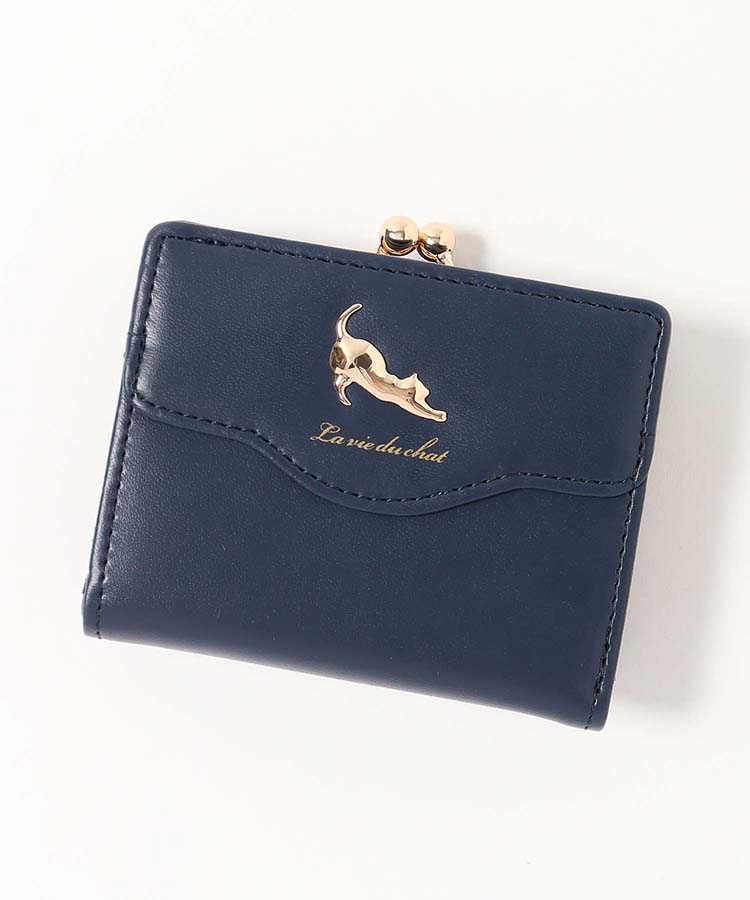 のびねこ二つ折りがま口財布