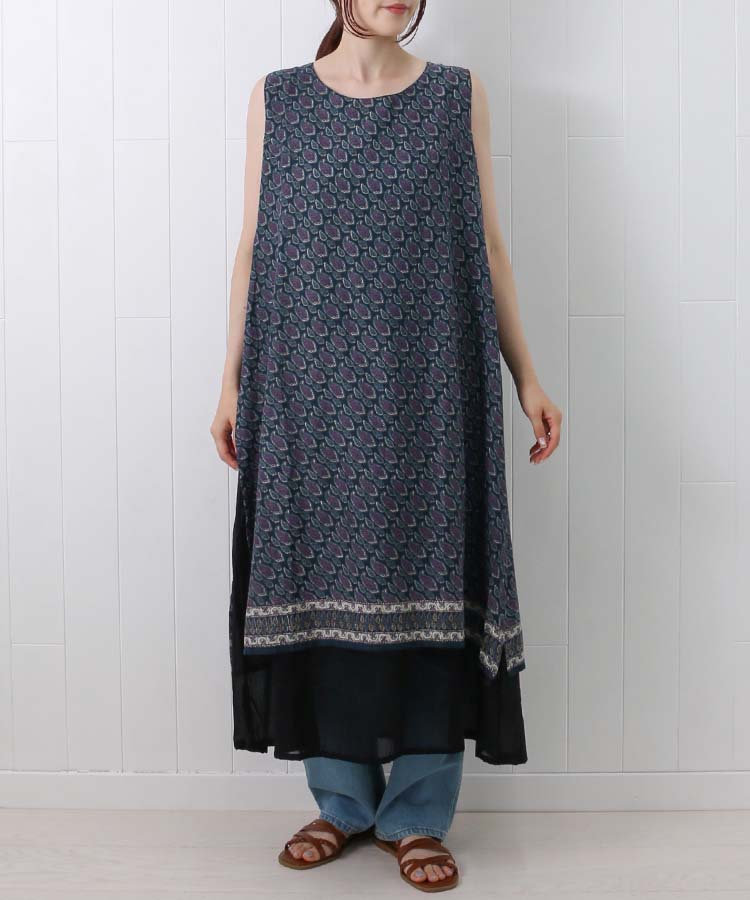 ≪SALE≫袖なしペイズリーワンピース