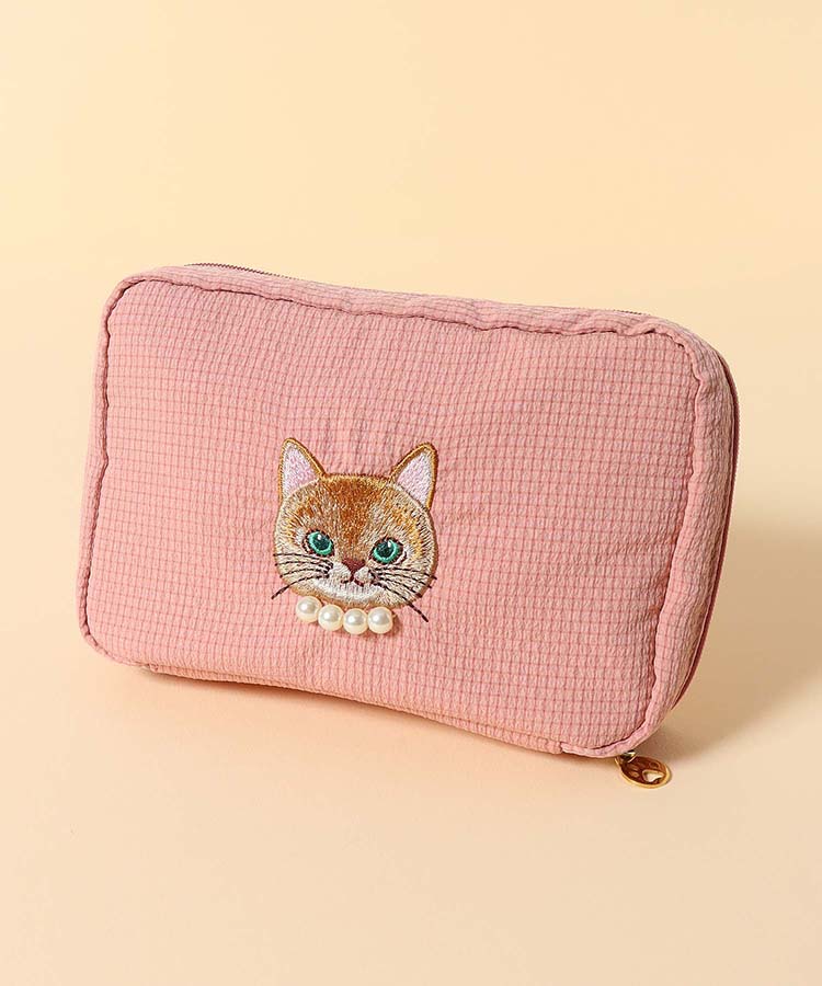 キャットパール多ポケットリップルポーチ