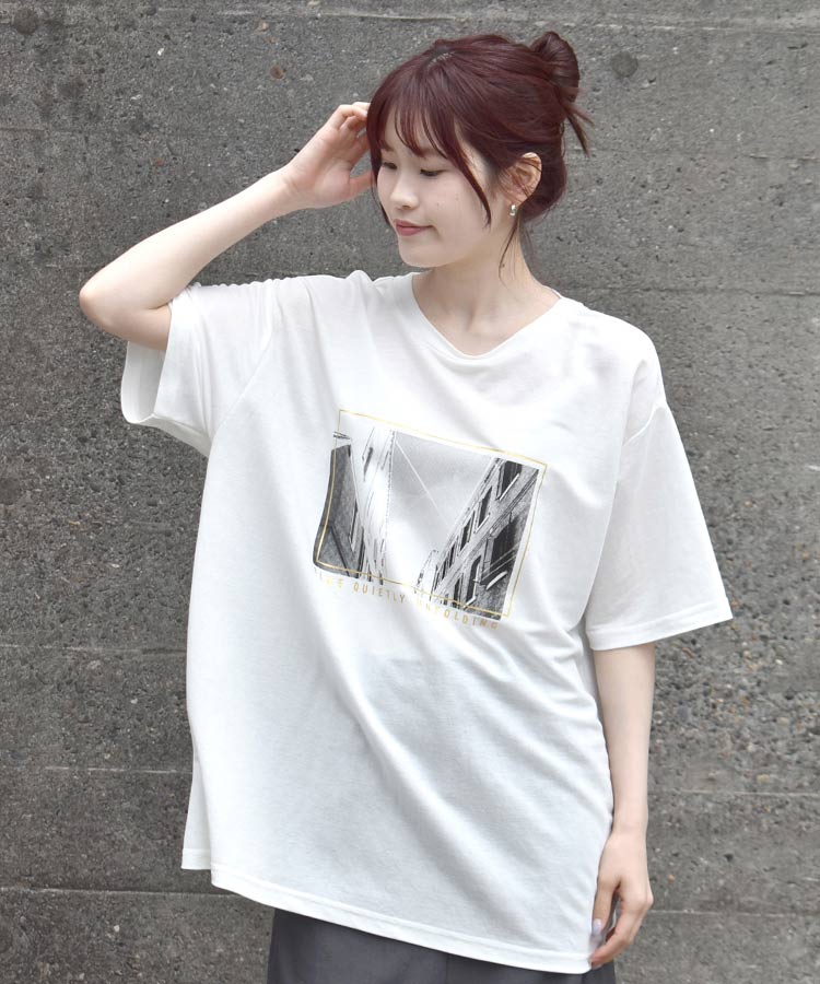 タウンフォトプリントTシャツ