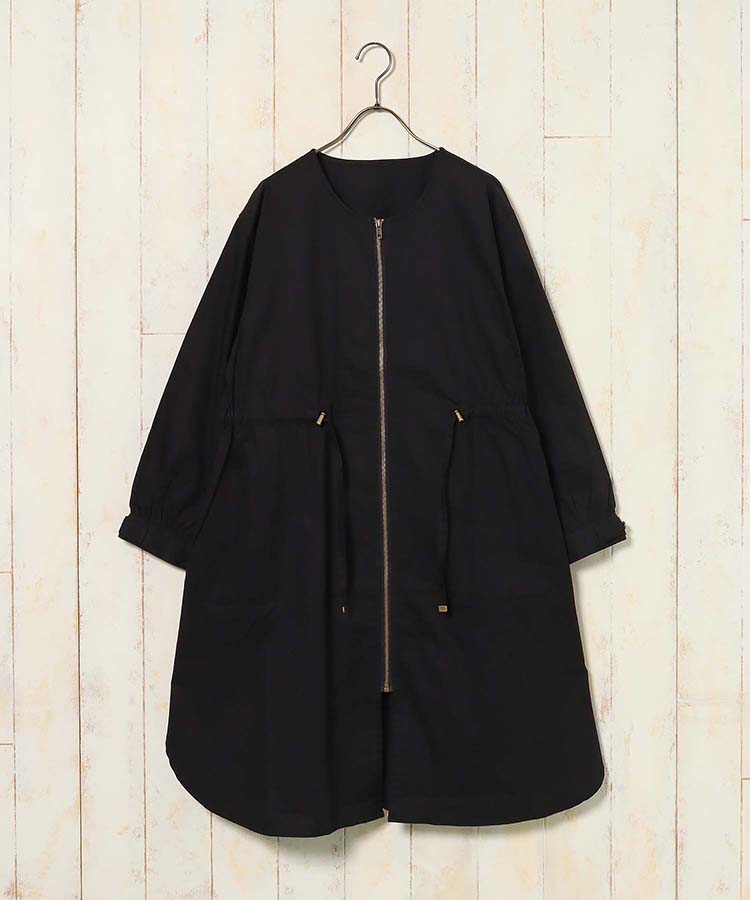 ノーカラーロングコート