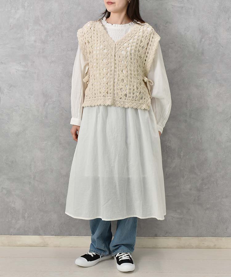 かぎ針サイドリボンベスト