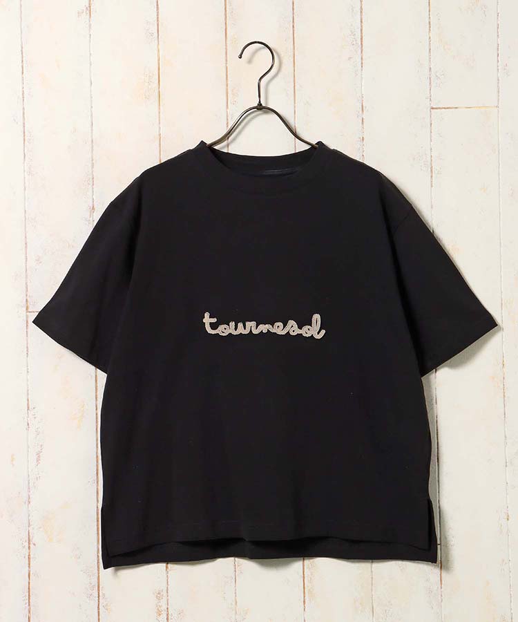 ブラシ刺繍ワイドクルーネックTシャツ