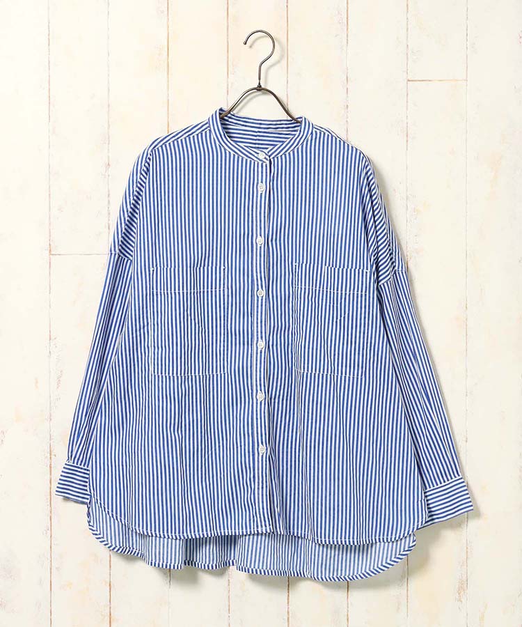 ストライプキャンブリックボイルブラウス