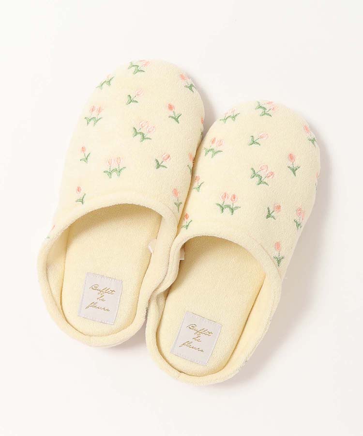 フラワー刺繍スリッパ