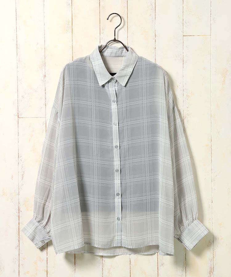 シアーチェックタンクトップ付きブラウス