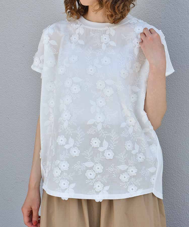 フラワー3D刺繍TシャツNO2