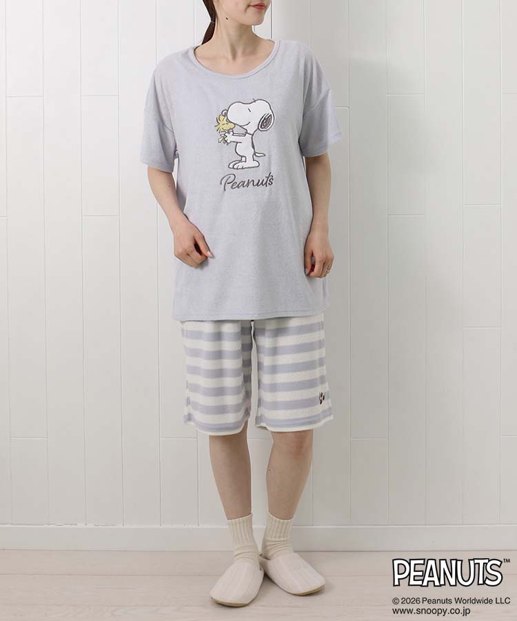 スヌーピー 半袖パイルルームウェア上下セット