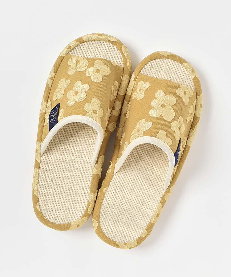 花柄麻スリッパ