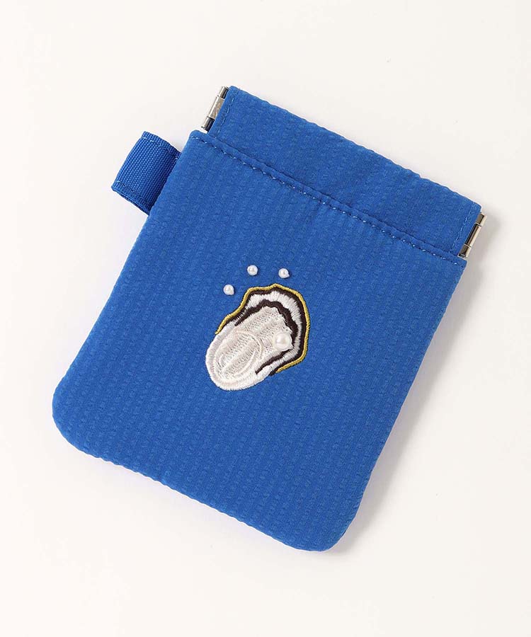 海洋生物パール刺繍ばね口ポーチ