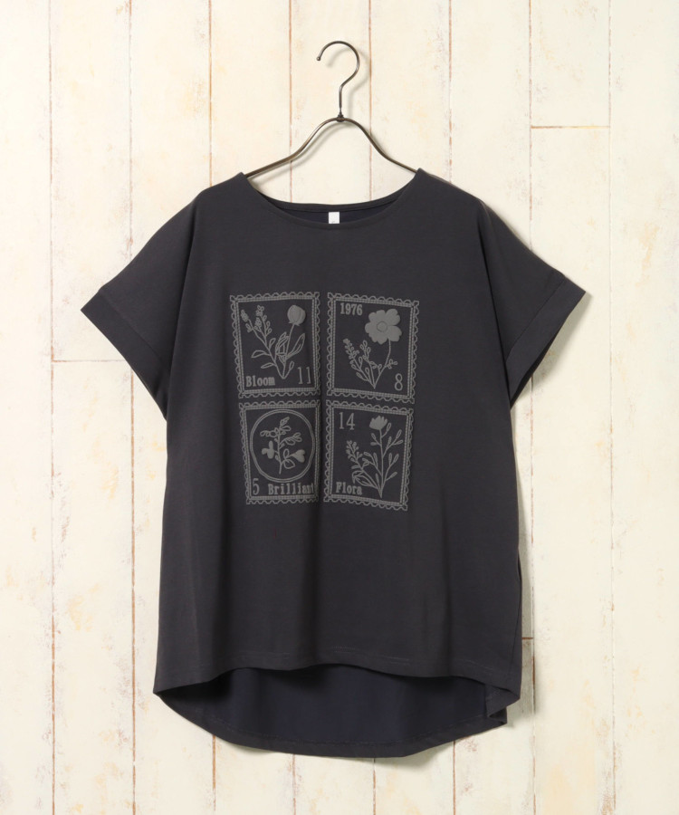 ボタニカル切手プリントTシャツ