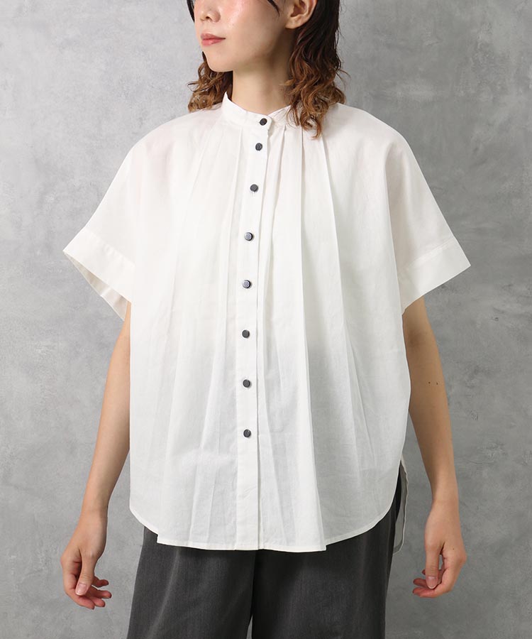≪SALE≫ノーカラータックブラウス