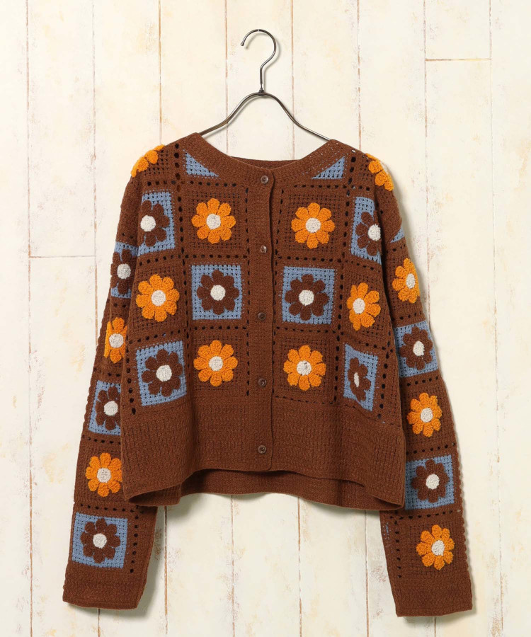 フラワーサガラ刺繍カーディガン