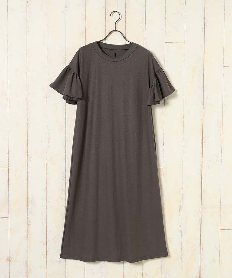 ≪SALE≫フリル袖スリットワンピース