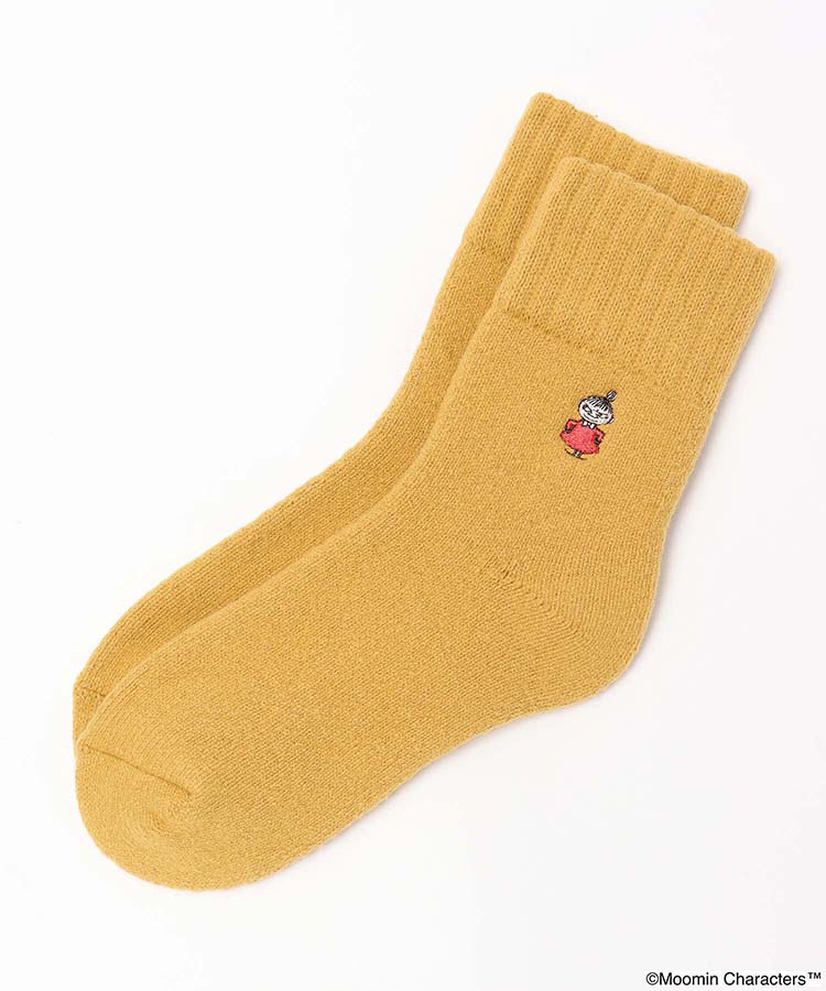 ミイ刺繍無地パイルルームソックス