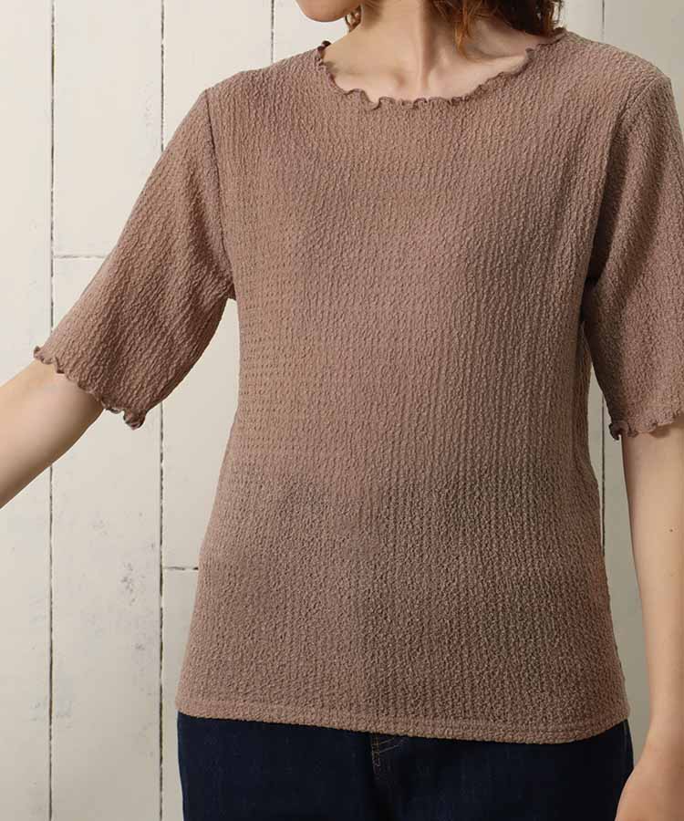 ≪SALE≫バブルシャーリングクルーネックTシャツ