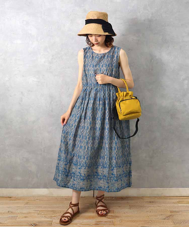 ≪SALE≫袖なし総柄ワンピース25NO5