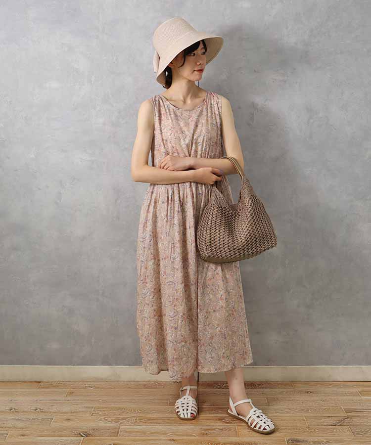 ≪SALE≫袖なし総柄ワンピース25NO4