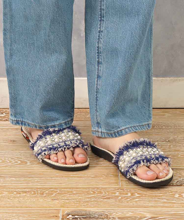 ≪SALE≫キラキラパールジュートスリッパ