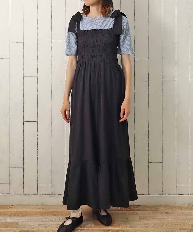 ≪SALE≫ショルダーリボンジャンパースカート