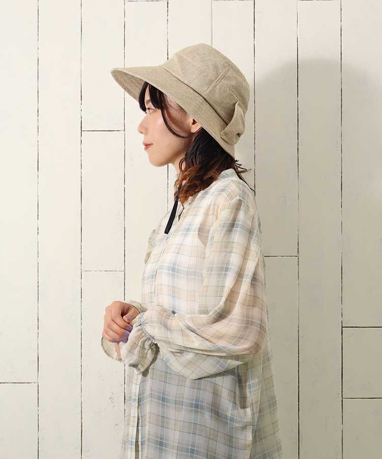 ひんやりヒモ付リボンハット
