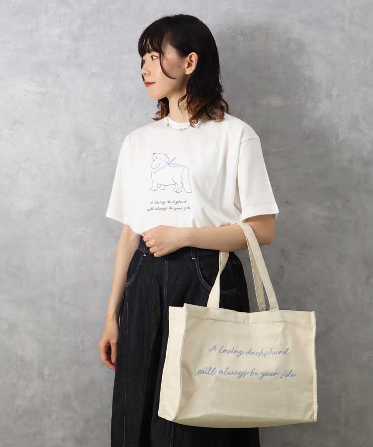 le petaleダックス刺繍リボンTシャツ
