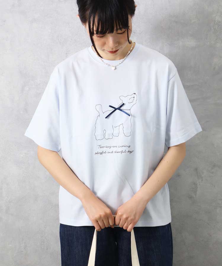 le petaleテリア刺繍リボンTシャツ