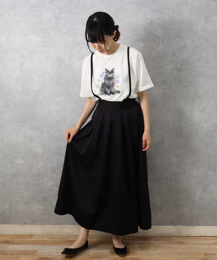 le petaleクロネコフラワー刺繍Tシャツ