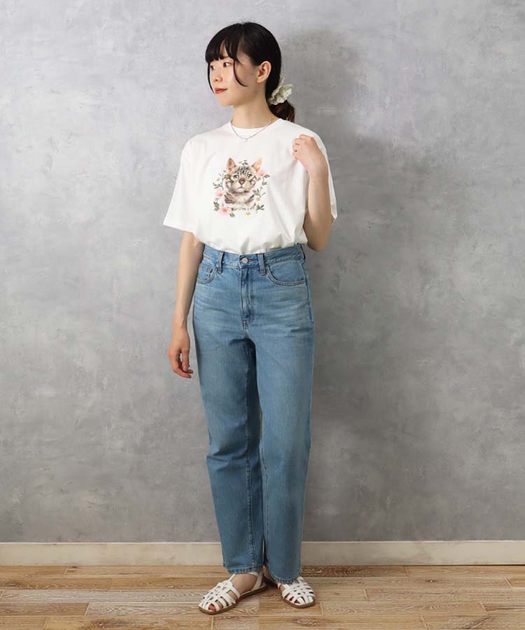 le petaleトラネコフラワー刺繍Tシャツ