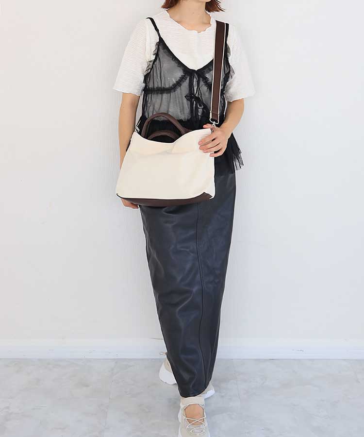 【Pauline Bleu】新品未使用★ミニタリーモッズコート★カーキ キャンバス合皮2WAYトート バッグ BAG トートバッグ 2WAY 2WAY