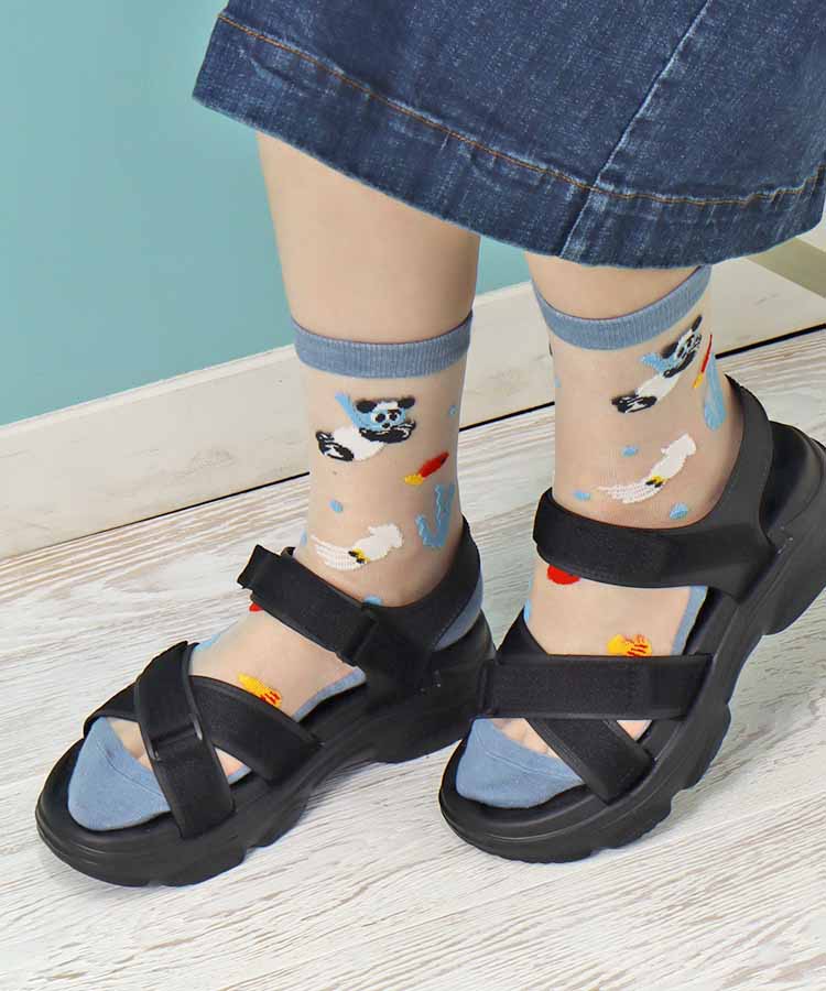 ≪SALE≫CYILABO総柄シースルーソックス