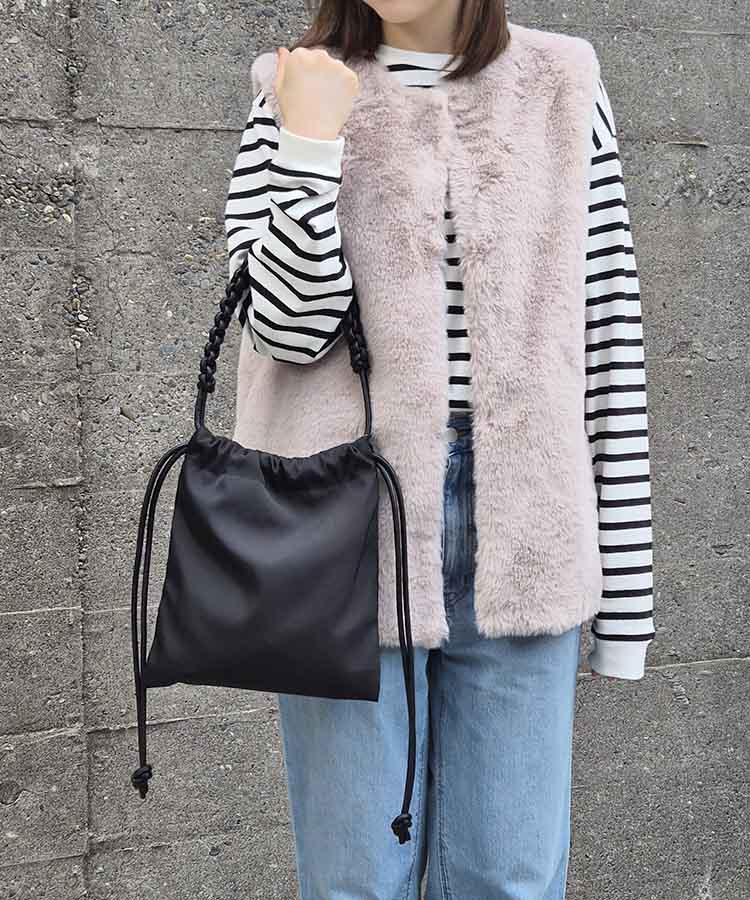 編み込み巾着ショルダー